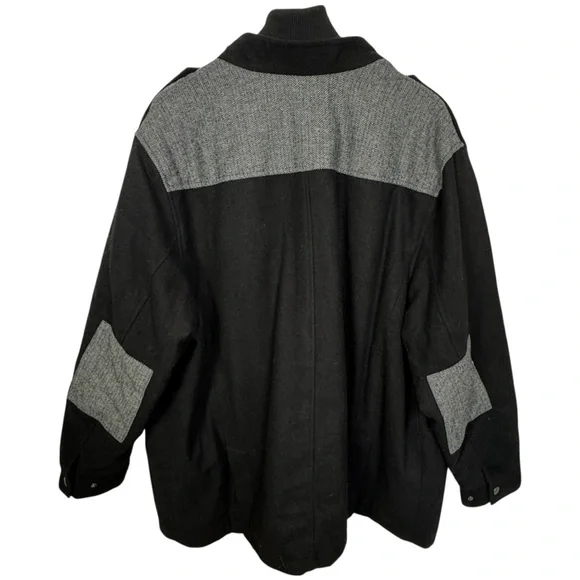 KingSize 2XL BIG Wool Blend Herringbone Multi-Pocket Combat Utility Black Coat